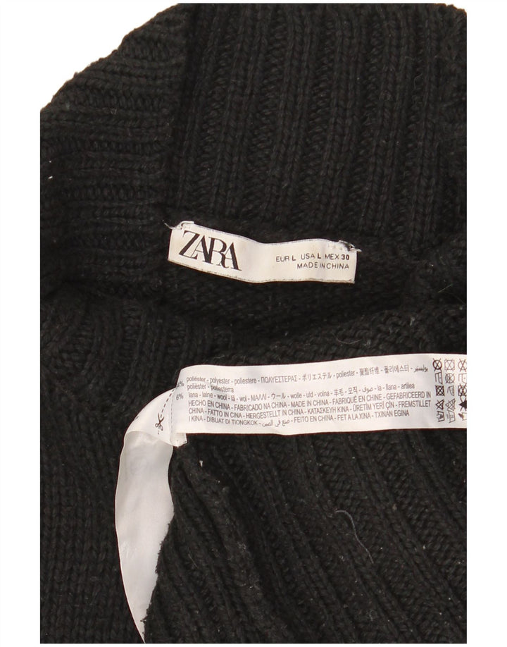 Damski sweter oversize z golfem Zara UK 16, duży, czarny