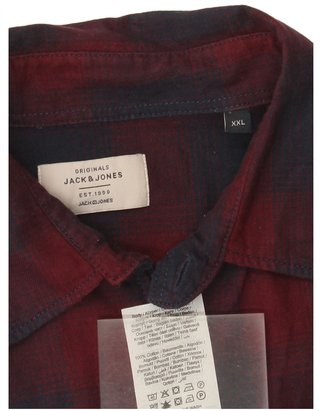 Męska koszula flanelowa Jack & Jones 2XL, bawełniana w czerwoną kratę