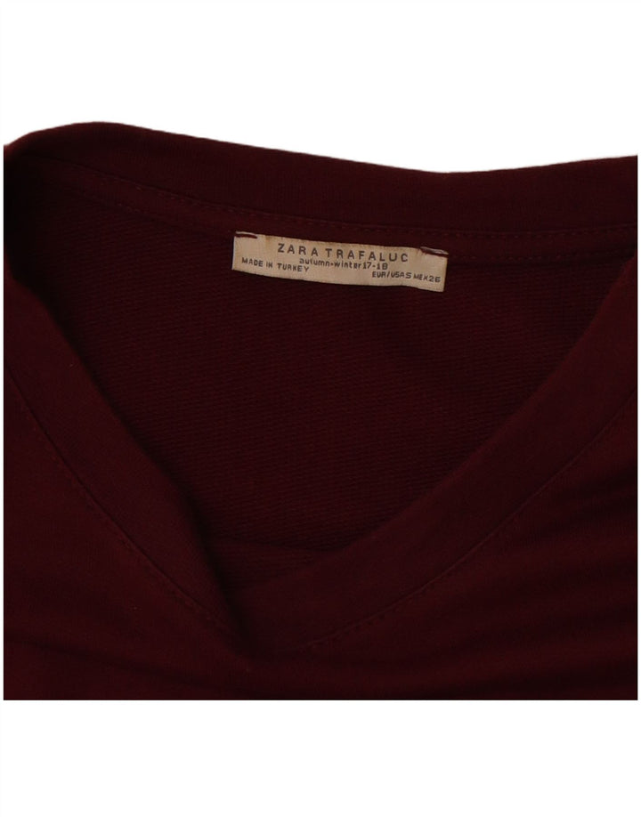 Damska bluzka oversize ZARA Top UK 10 Small Burgundowa bawełniana