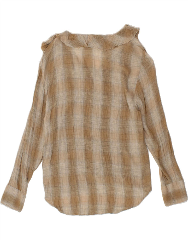 MASSIMO DUTTI Womens Longline Oversized Blouse Top UK 6 XS Beige Check Vintage Massimo Dutti and Second-Hand Massimo Dutti from Messina Hembry 