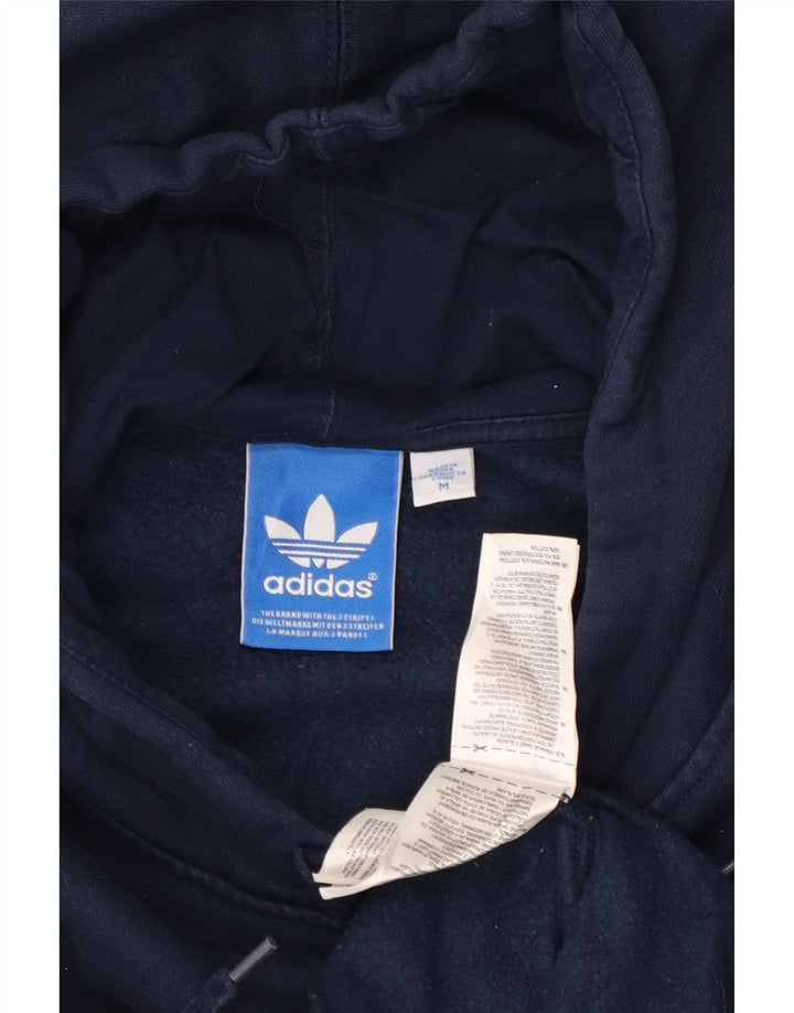 Męski sweter z kapturem ADIDAS z grafiką, średni granatowy, bawełniany