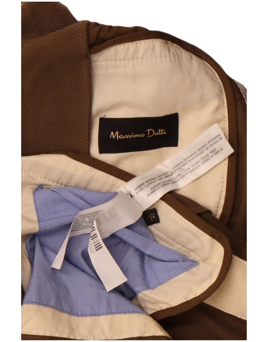 MASSIMO DUTTI Męska marynarka zapinana na 3 guziki UK 40, duża, brązowa, bawełniana