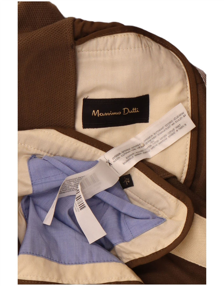 MASSIMO DUTTI Męska marynarka zapinana na 3 guziki UK 40, duża, brązowa, bawełniana