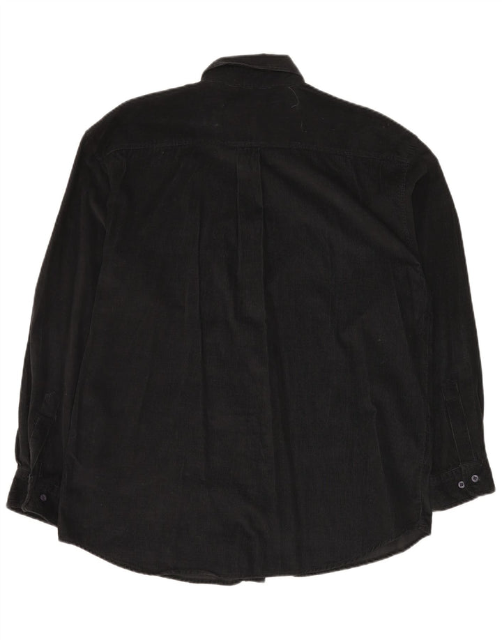 STONE HARBOR Męska sztruksowa koszula, średnia czarna, bawełniana