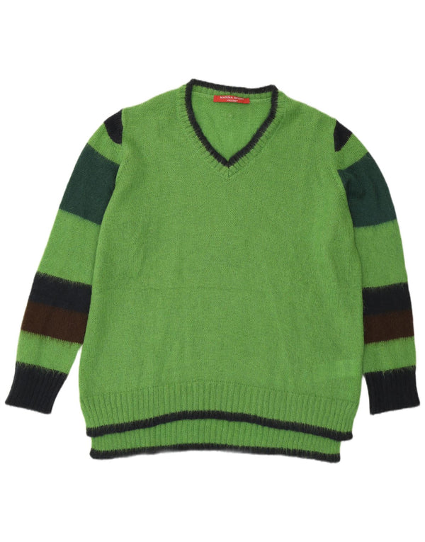 Damski sweter Marina Rinaldi z dekoltem w kształcie litery V, UK 14, średni zielony, blok kolorów