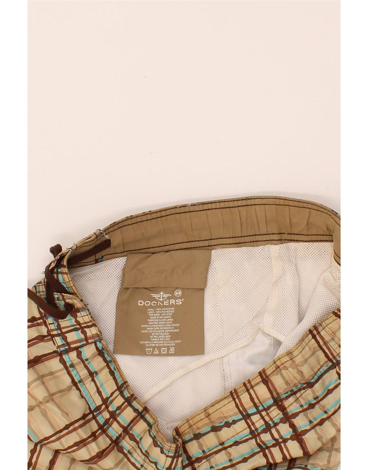 DOCKERS Mens Swimming Shorts Medium  Beige Check Polyester Vintage Dockers and Second-Hand Dockers from Messina Hembry 