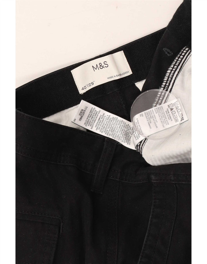 Marks & Spencer Męskie spodnie cargo W40 L29 Czarne bawełniane