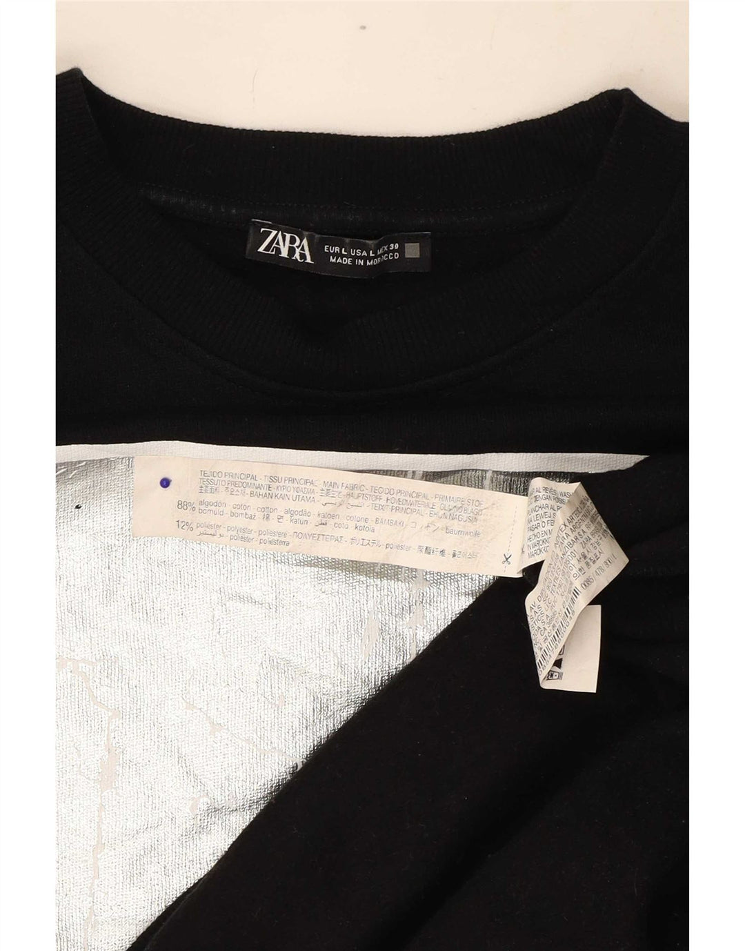 Damska bluza oversize Zara z grafiką, UK 16, duża, czarna bawełna