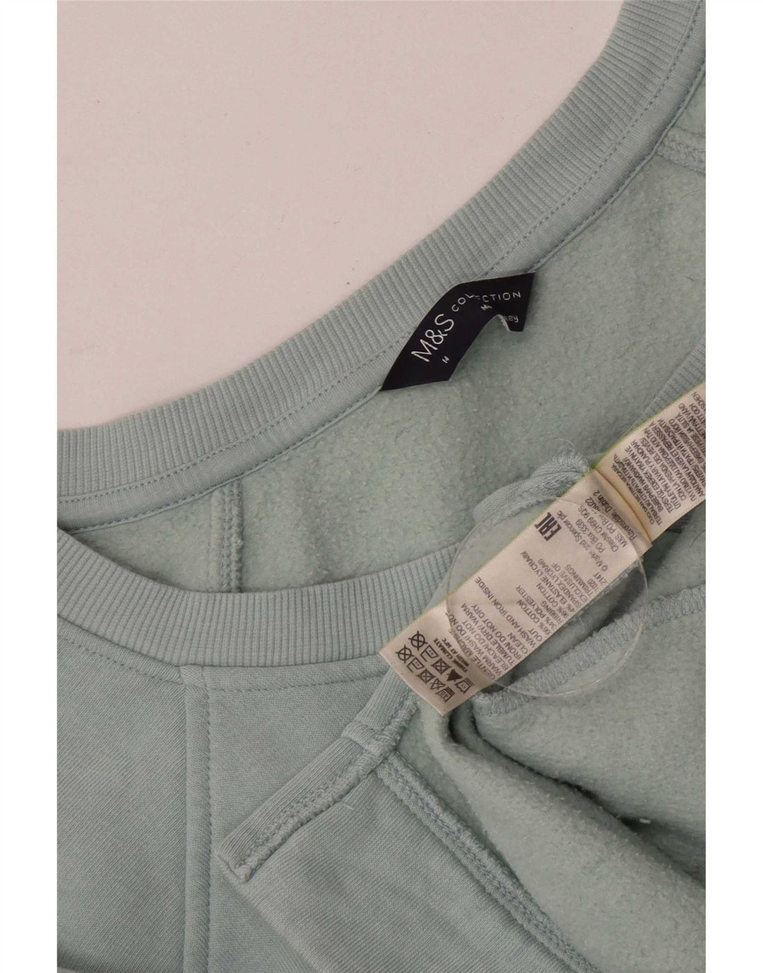 Marks & Spencer Damski sweter z długim rękawem, UK 14, średni niebieski, bawełniany