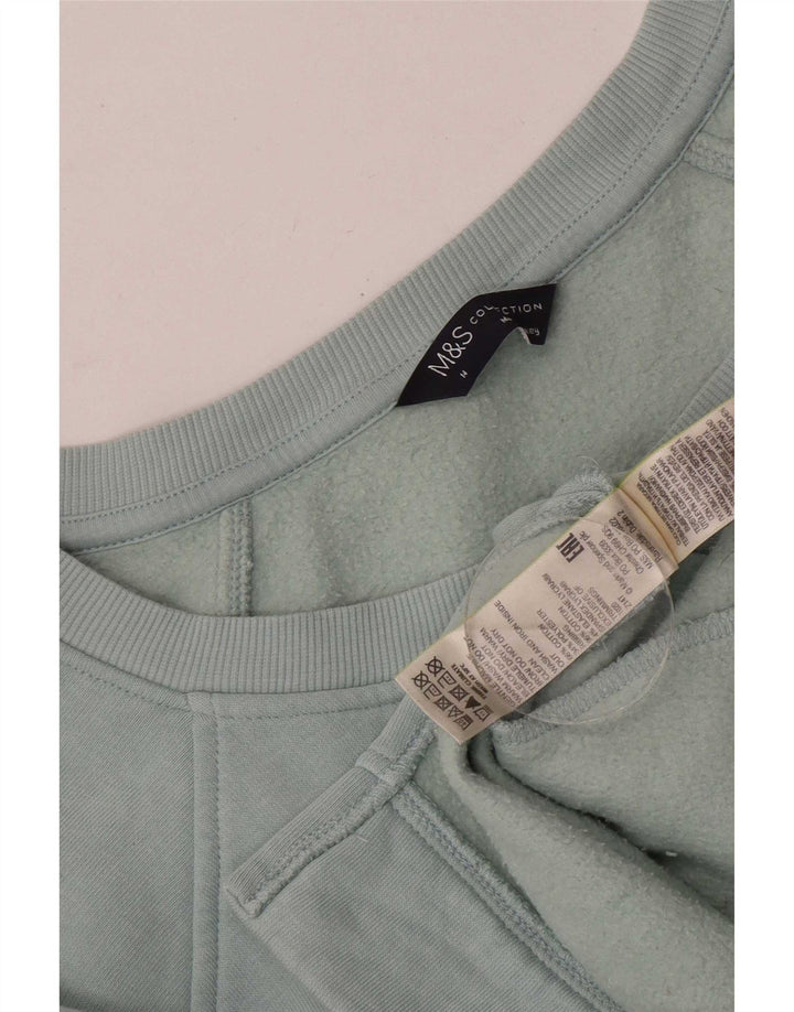 Marks & Spencer Damski sweter z długim rękawem, UK 14, średni niebieski, bawełniany