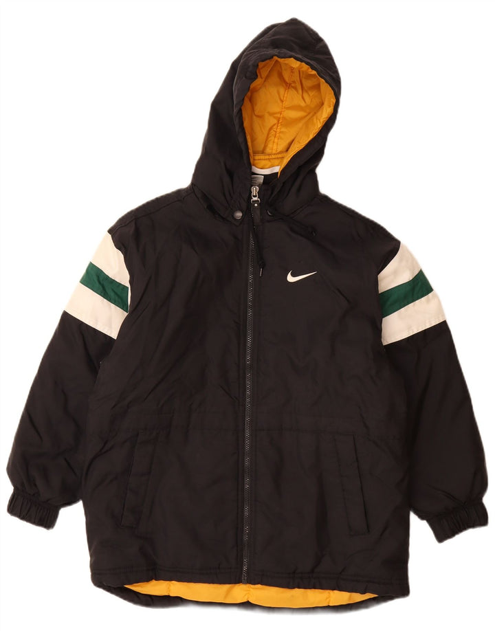 Chłopięca, oversize'owa, wyściełana kurtka Nike z grafiką, 9-10 lat, średnia czarna