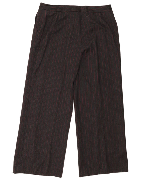 Damskie spodnie codzienne Jaeger z szerokimi nogawkami UK 16 Large W36 L29 Szare paski