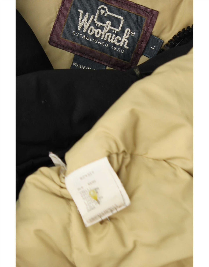Męska kurtka parka z kapturem Woolrich UK 40, duża, czarna bawełna