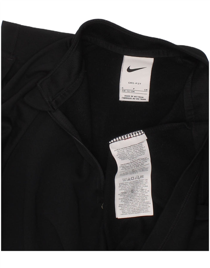 NIKE Boys Graphic Zip Neck Pullover Tracksuit Top 8-9 Years Small  Black