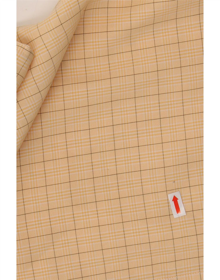 PIERRE CARDIN Męska koszula z krótkim rękawem, modalna, w średnią żółtą kratkę