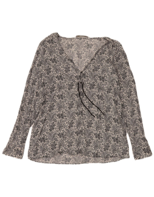 Damski top Zara Trafaluc z długim rękawem UK 12, średni granatowy, wiskoza Paisley