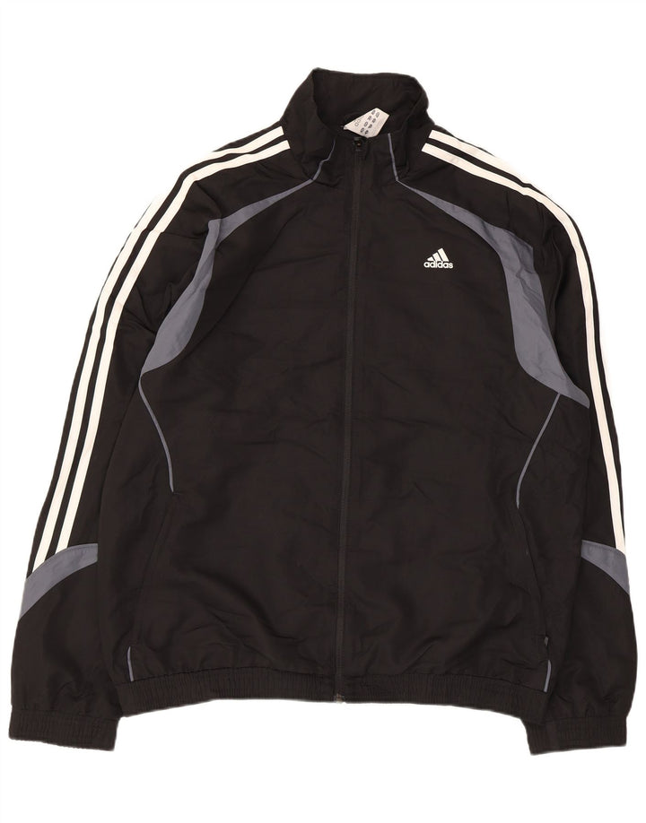 Adidas Męska bluza dresowa UK 42/44 Duży czarny poliester z blokami kolorów