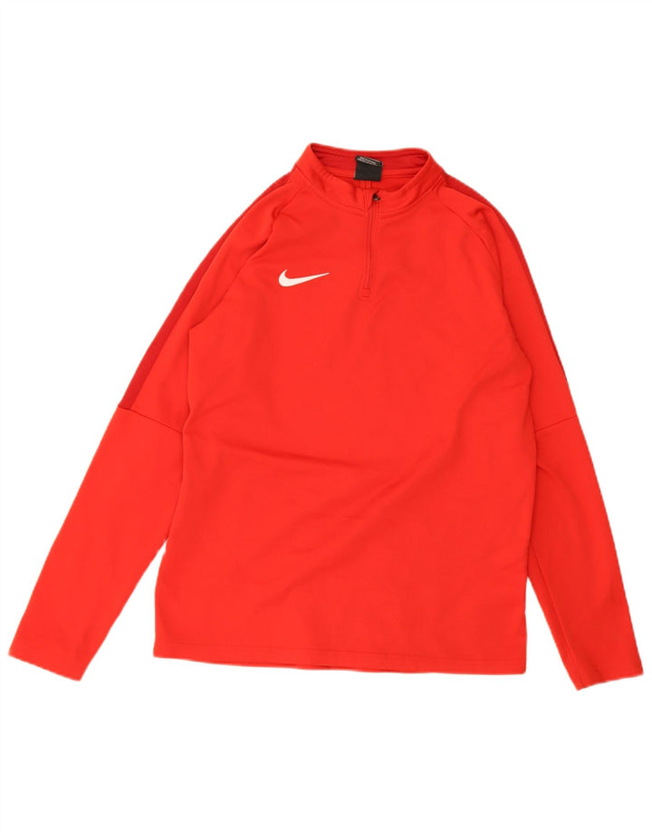 Chłopięca koszulka Nike Dri Fit z zamkiem i dekoltem, z długim rękawem, 13-14 lat, XL, czerwony, poliester