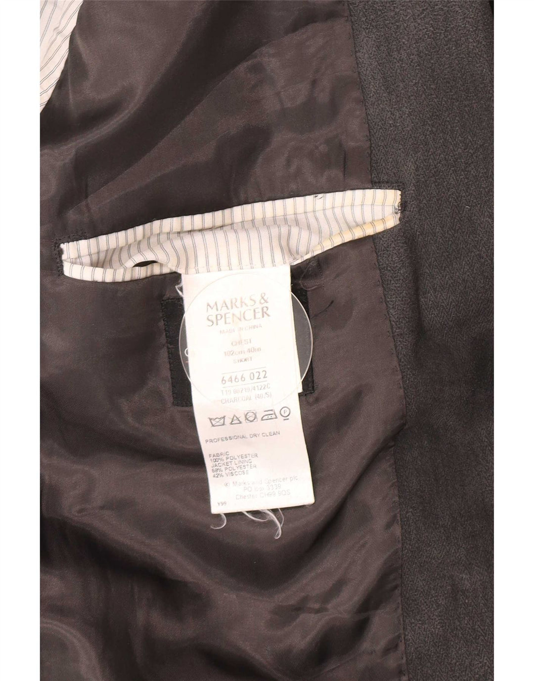 Marks & Spencer Męska marynarka zapinana na 2 guziki UK 40 Średnioszara jodełka