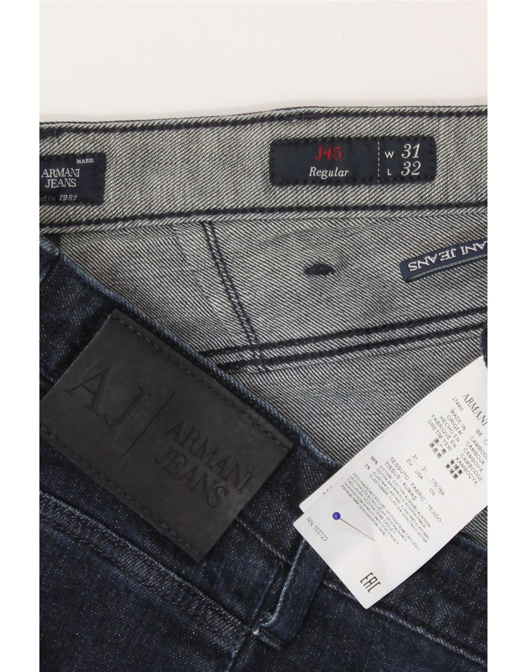 Damskie dżinsy Armani Regular Straight W31 L27 Granatowa bawełna