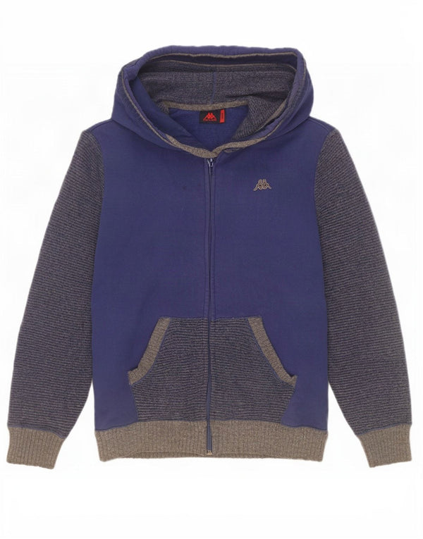 Męski sweter rozpinany Kappa z kapturem, mały, niebieski, z owczej wełny
