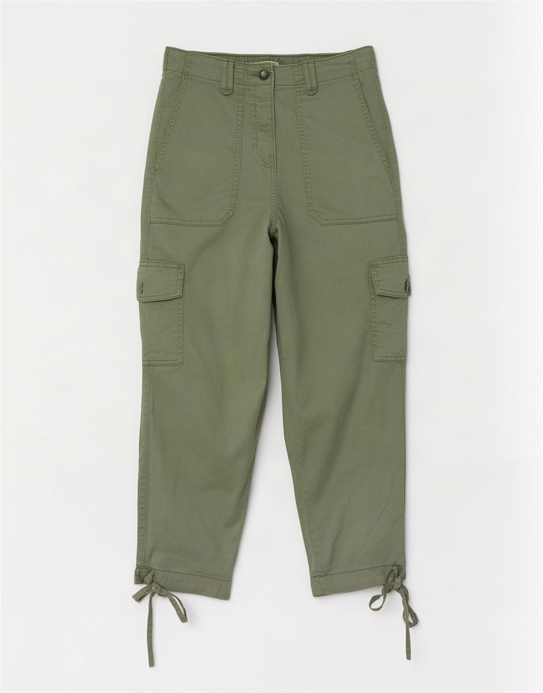 Marks & Spencer Damskie spodnie cargo średnie W26 L23 Zielone Lyocell