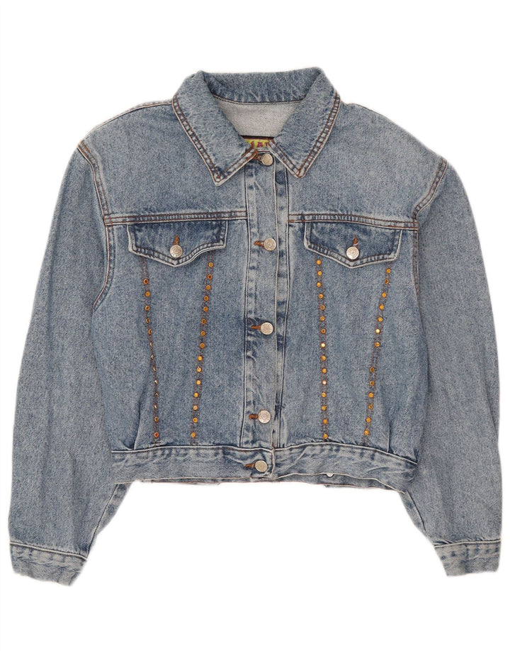 Damska kurtka dżinsowa Squaw Crop Oversize UK 10 Small, niebieska bawełna