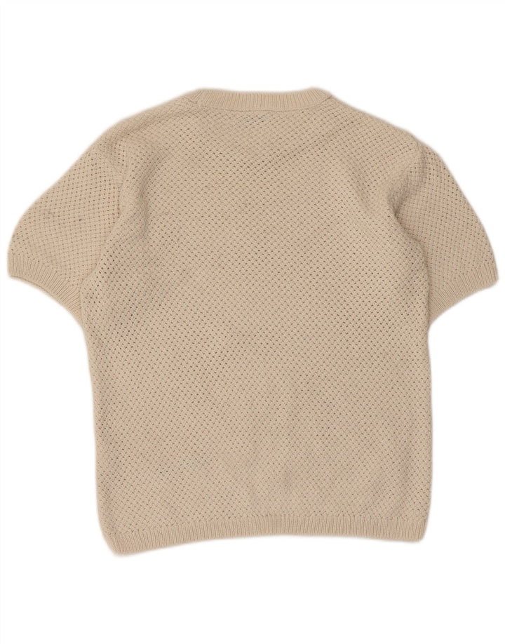 Męski sweter z okrągłym dekoltem ZARA, średni beżowy poliester