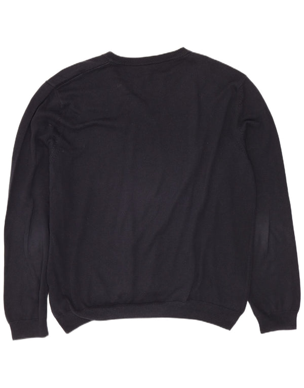 Męski sweter z dekoltem w kształcie litery V HUGO BOSS XL, granatowy, bawełniany