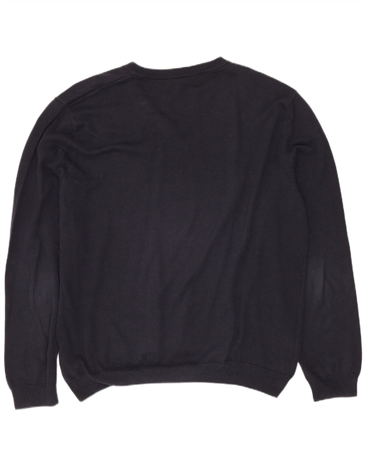 Męski sweter z dekoltem w kształcie litery V HUGO BOSS XL, granatowy, bawełniany