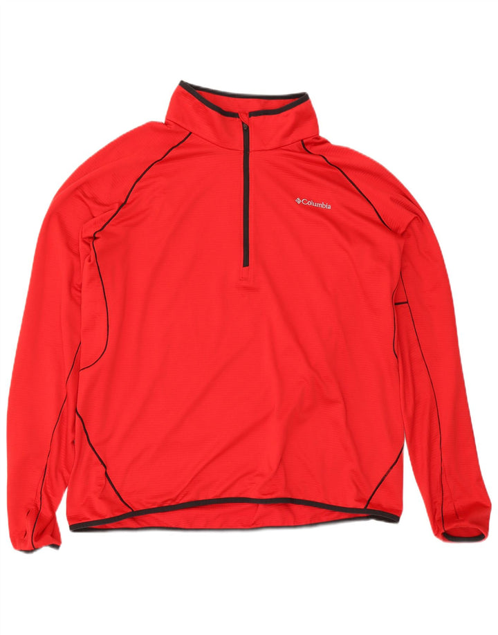 Męski sweter polarowy Columbia z zamkiem błyskawicznym 2XL, poliester w czerwone paski