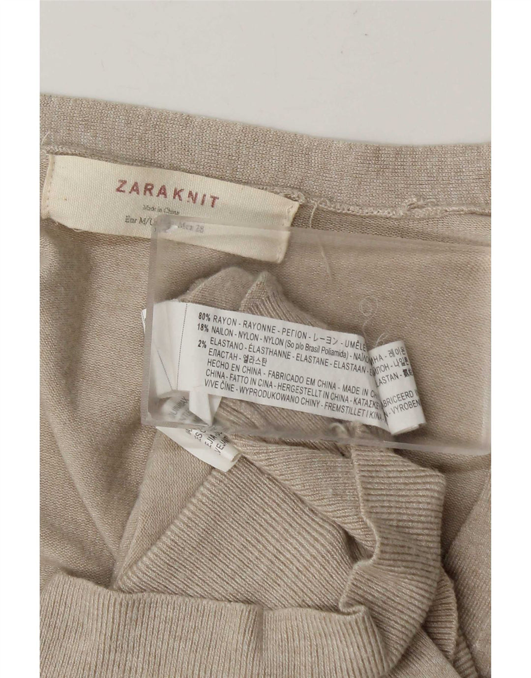 Sweter damski Zara Cardigan UK 14 Średni Beżowy Rayon