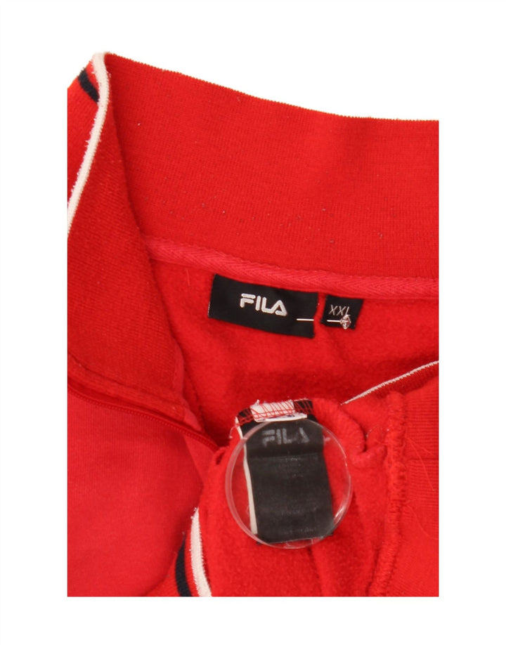 Męski sweter Fila z grafiką i zamkiem błyskawicznym, 2XL, czerwony, bawełniany