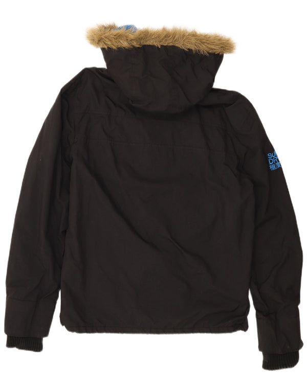 SUPERDRY Męska wiatrówka z kapturem i kapturem UK 40, duża czarna