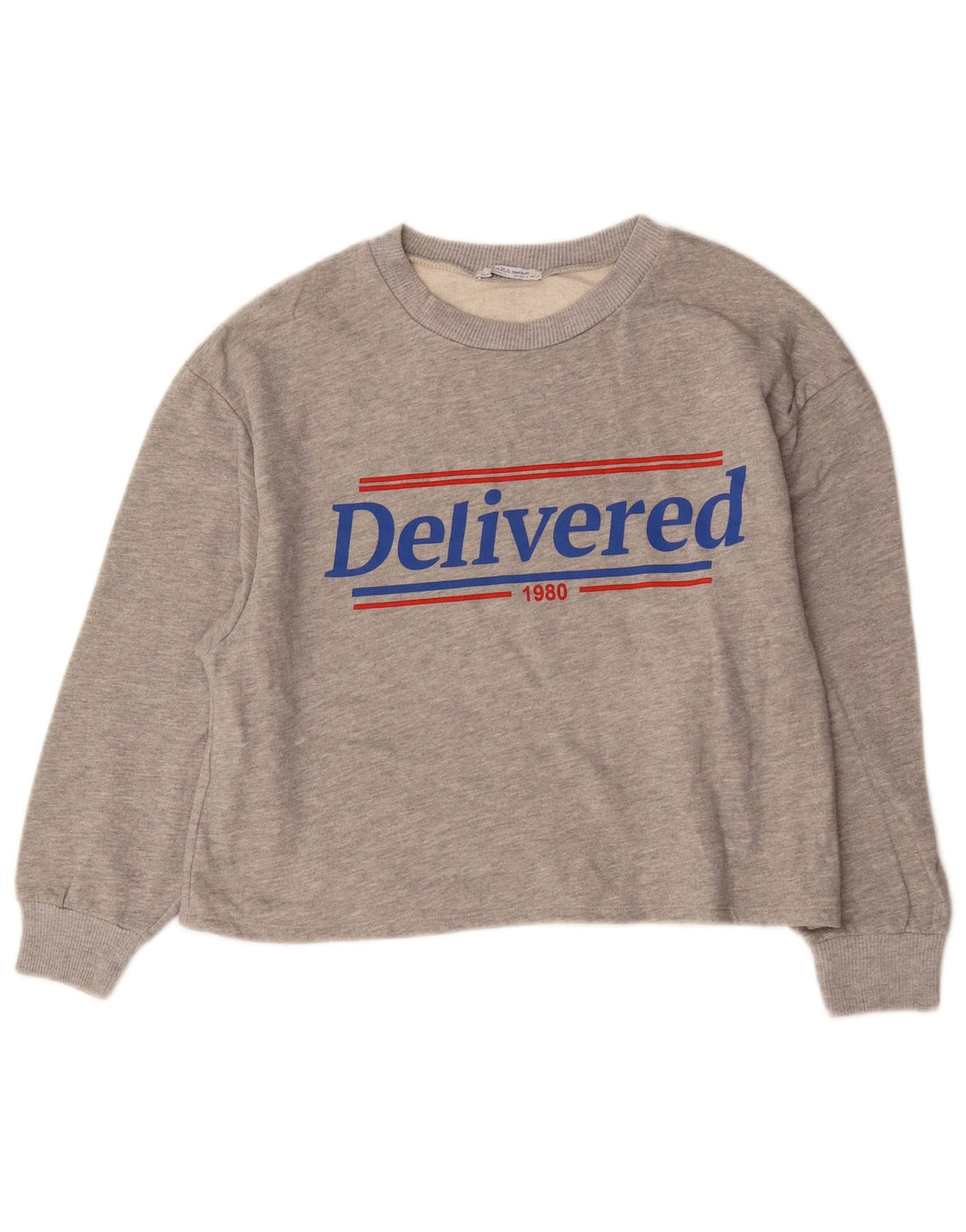Damska bluza oversize Zara z grafiką UK 10, mała, szara, nakrapiana