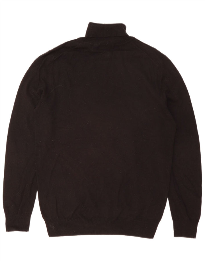 Męski sweter z wywijanym dekoltem LYLE & SCOTT, mały, czarny, bawełniany