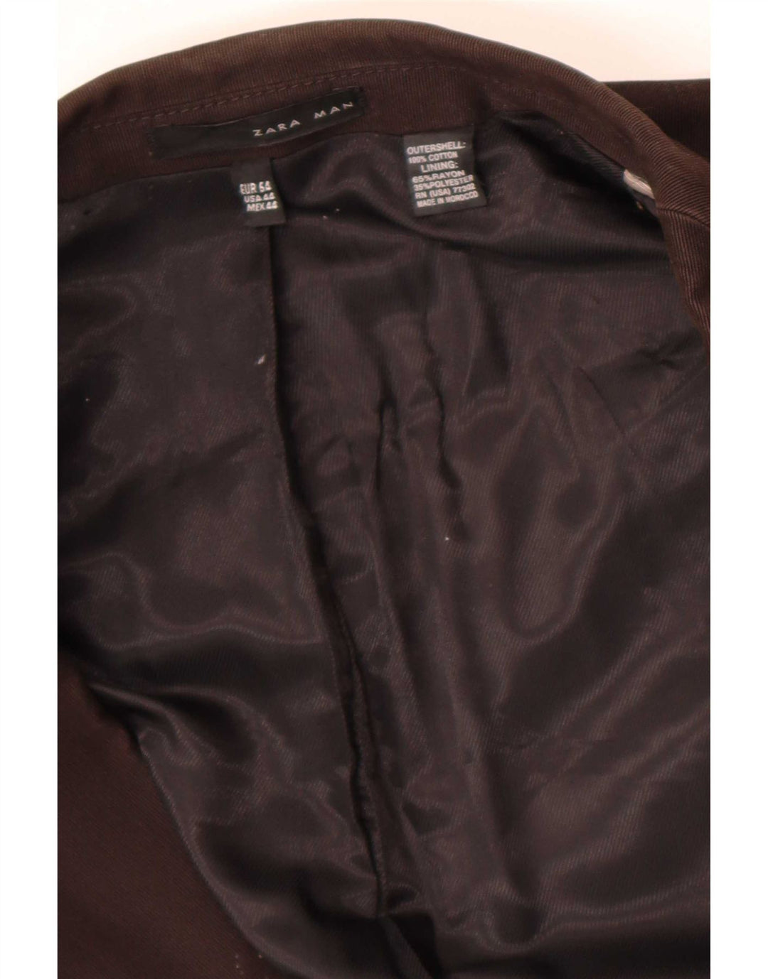 Zara Męska marynarka wojskowa zapinana na 2 guziki EU 54 XL, brązowa, bawełniana
