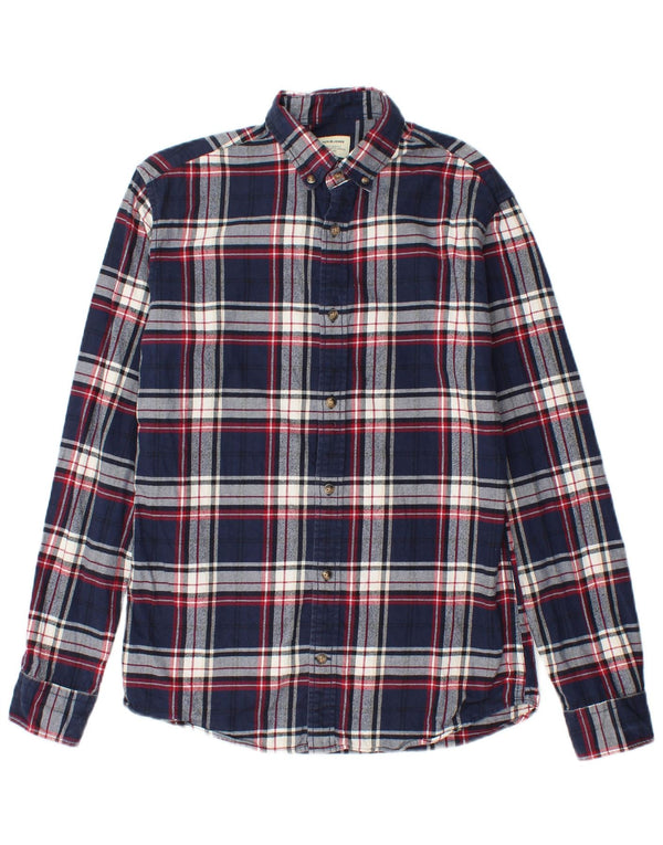 Jack & Jones Mens Flannel Shirt XS Navy Blue Check Cotton