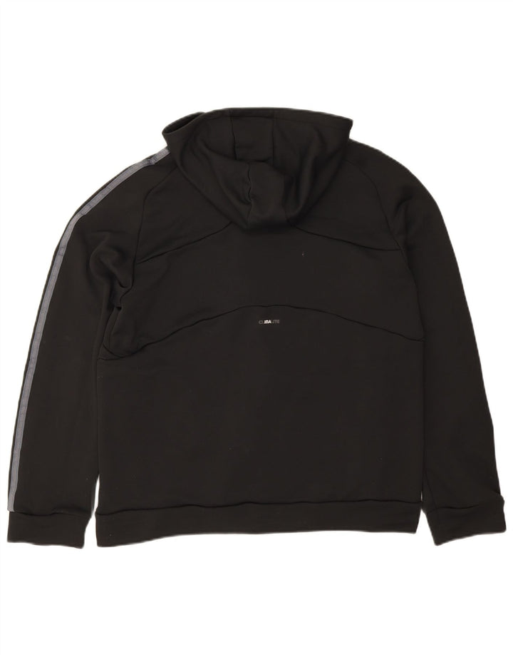 ADIDAS Boys Climalite Zip Hoodie Sweater 13-14 Years Black Polyester