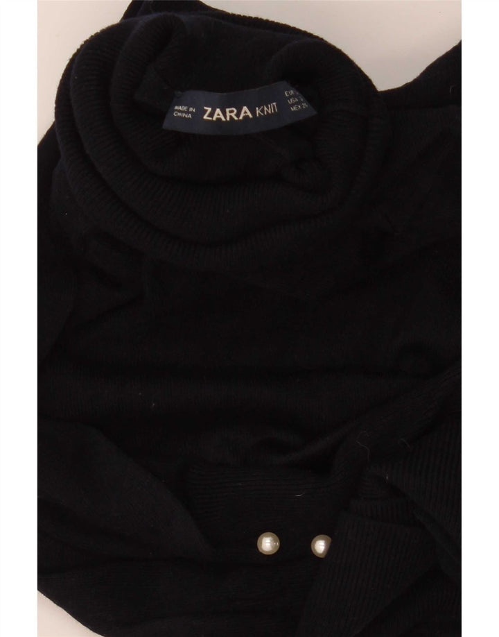 Sweter damski Zara z wywijanym dekoltem UK 8, mały, granatowy