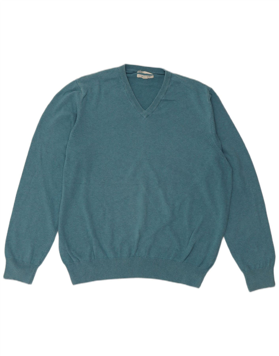 Marks & Spencer Męski sweter z dekoltem w kształcie litery V, XL, niebieski, bawełniany
