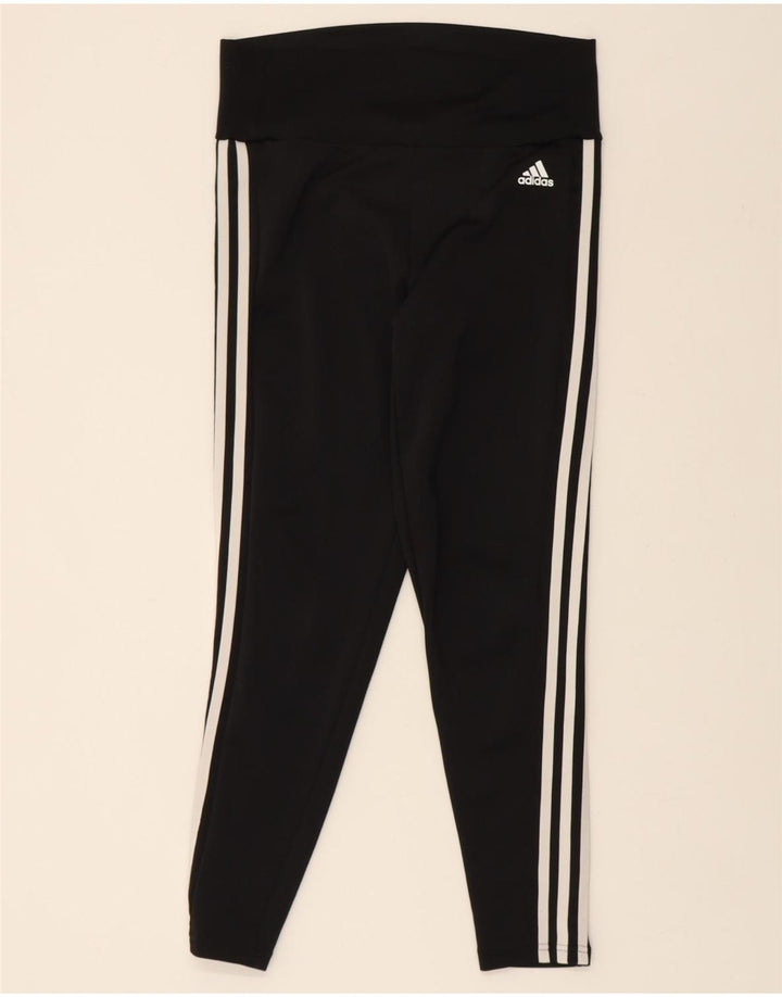 ADIDAS Womens Aeroready Crop Leggings UK 12/14 Medium  Black Polyester Vintage Adidas and Second-Hand Adidas from Messina Hembry 