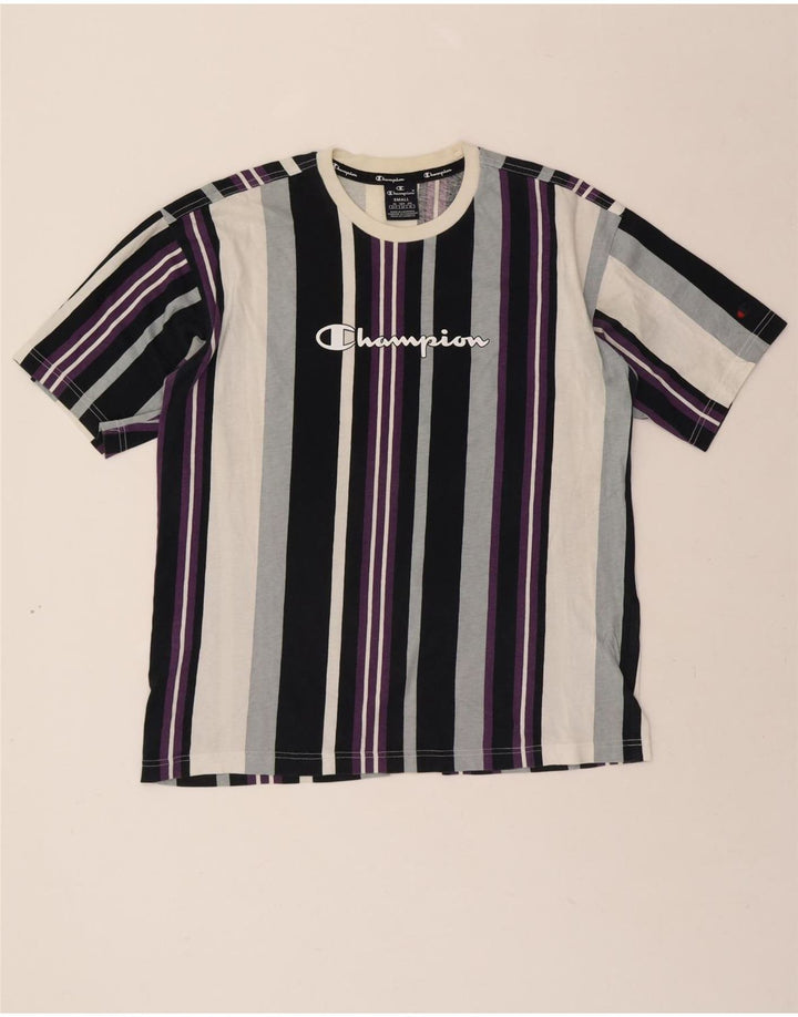 CHAMPION Mens Graphic T-Shirt Top Small Multicoloured Striped Vintage Champion and Second-Hand Champion from Messina Hembry 