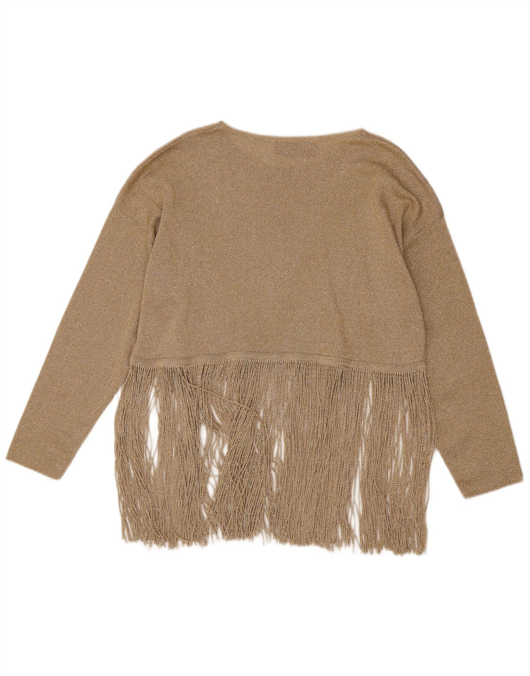 Damski top oversize Stefanel z długim rękawem, UK 14, średni złoty Cupro