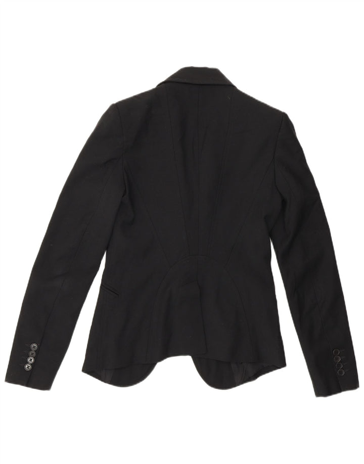 REISS Womens 1 Button Blazer Jacket UK 6 XS Black Polyester