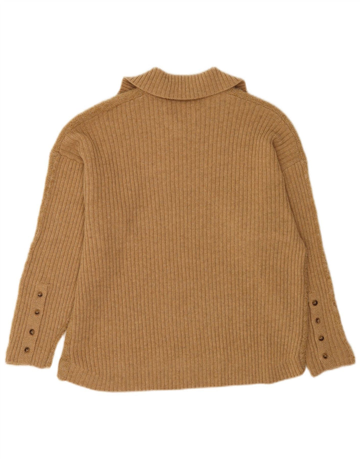 Damski sweter oversize Indi & Cold Sweter polo UK16, duży, beżowy, wełniany