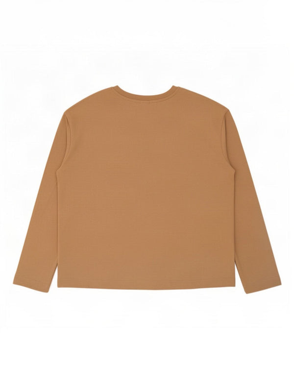 Damski top oversize John Lewis z długim rękawem, UK 12, średni beż, bawełna