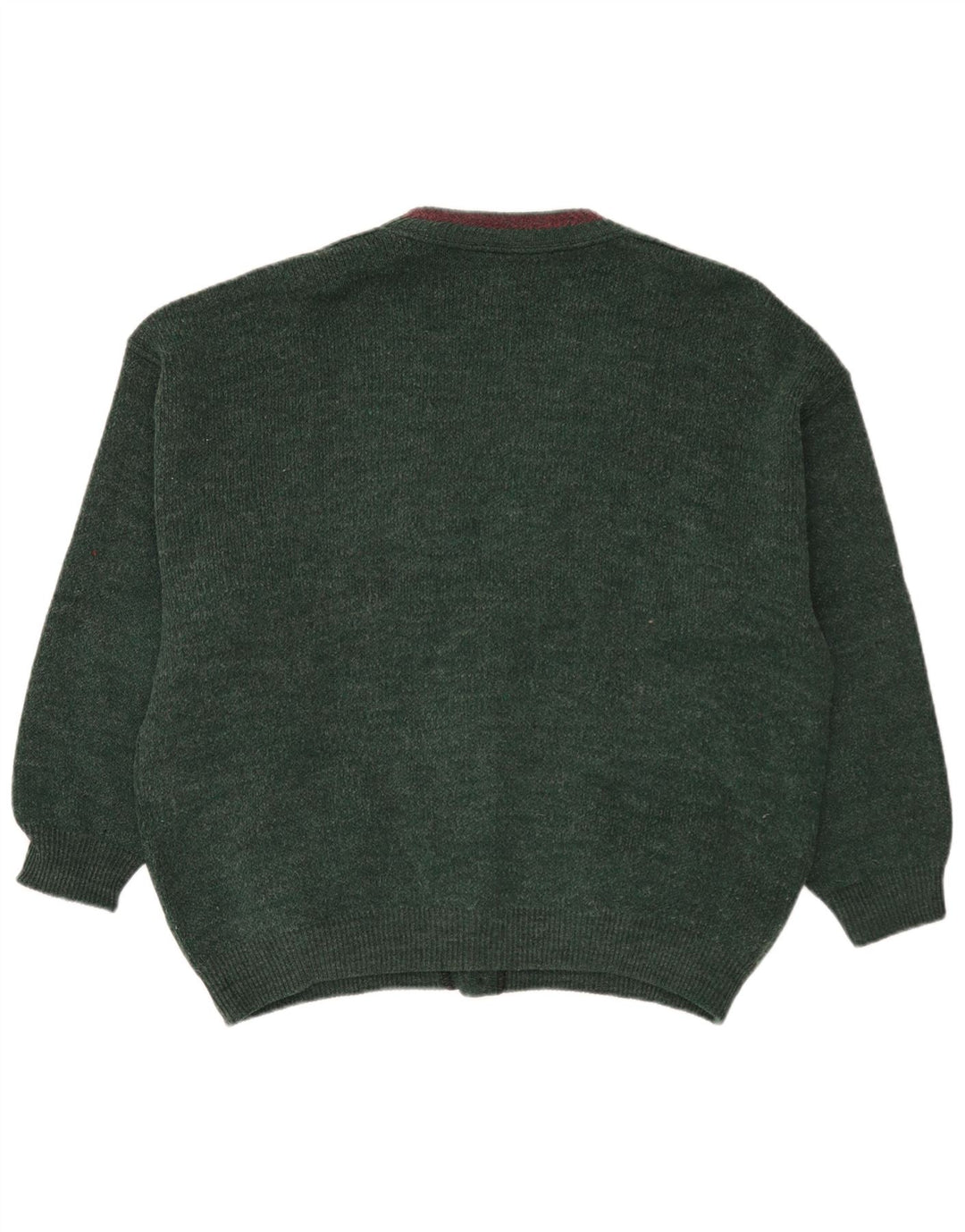 Vintage męski sweter rozpinany XL, zielona wełna