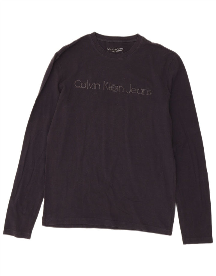 Damski top z grafiką z długim rękawem CALVIN KLEIN JEANS, UK 14, duży, granatowy