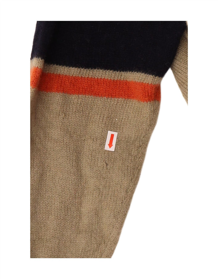 Damski sweter Kappa z zamkiem błyskawicznym, średni, beżowy, wełniany sweter w paski, klasyczny